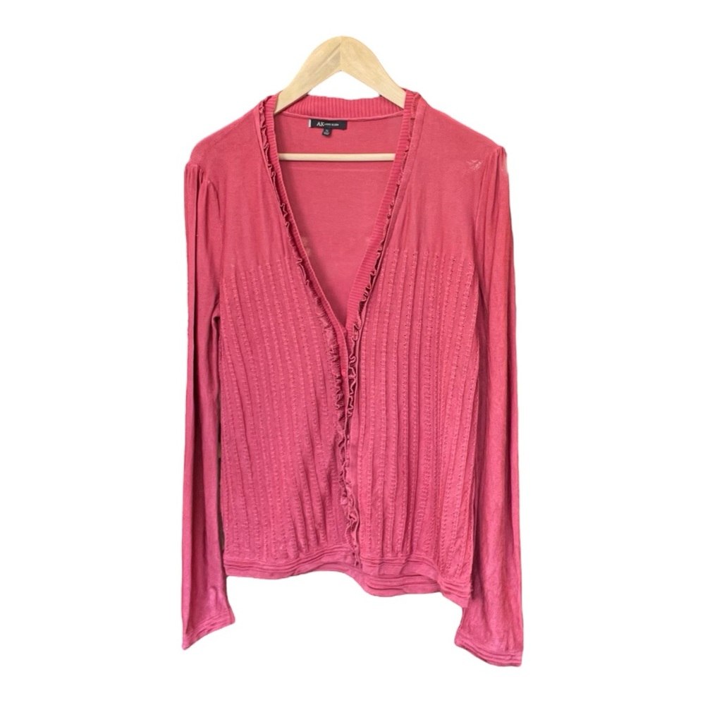 Anne Klein Coral Tuck Lace Pattern Cardigan Sweater - Size XL